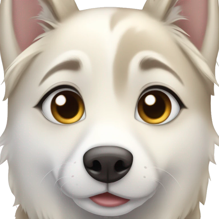 Blonde blu eyed girl with cute gray brown eyed siberian husky emoji