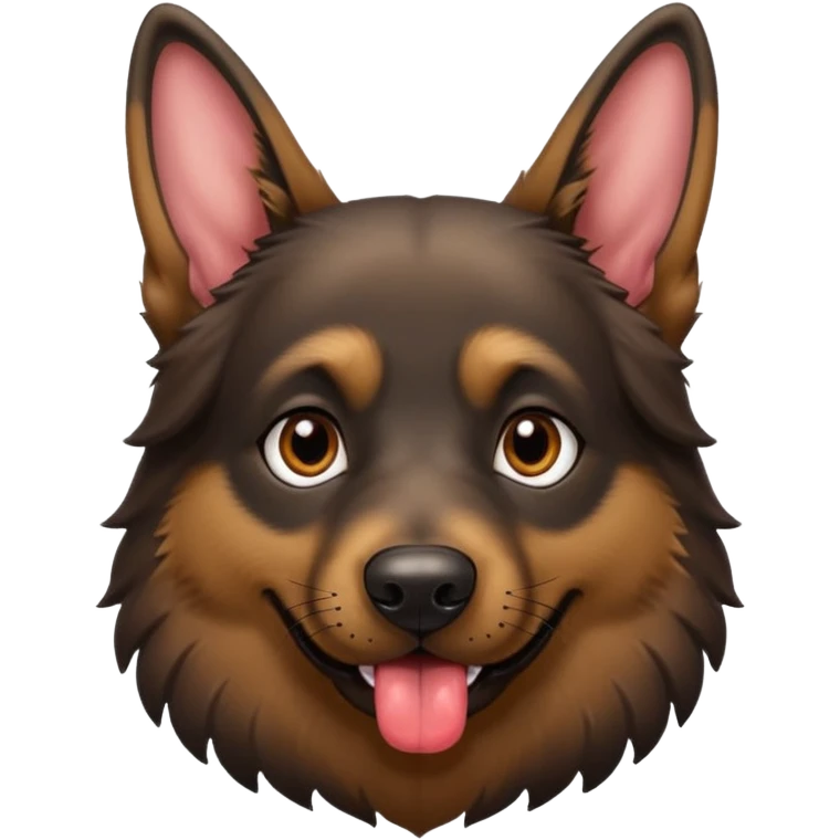 cartoon style dark German Shepherd dog with its tongue hanging out long emoji