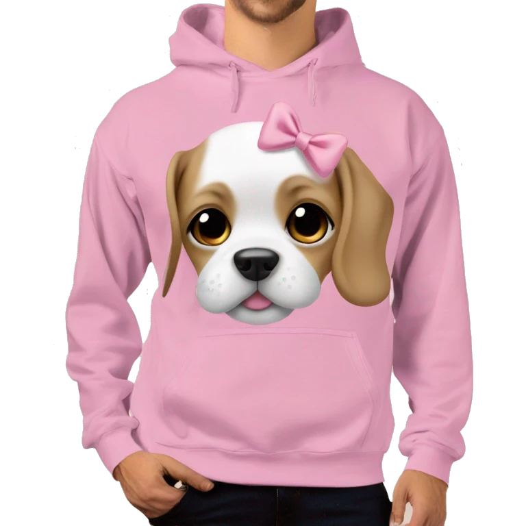 Puppy with a baby pink bow hoody emoji