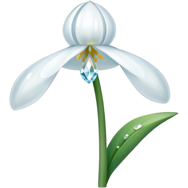 A pinterest magical snowdrop flower with a crystal  emoji