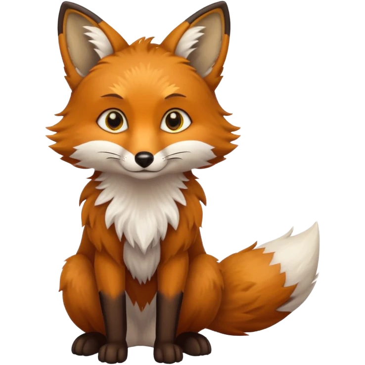a sitting brown fox with yellow eyes emoji emoji