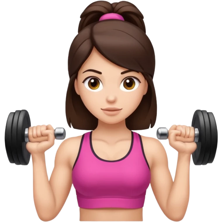 brunette gym girl with dumbells emoji