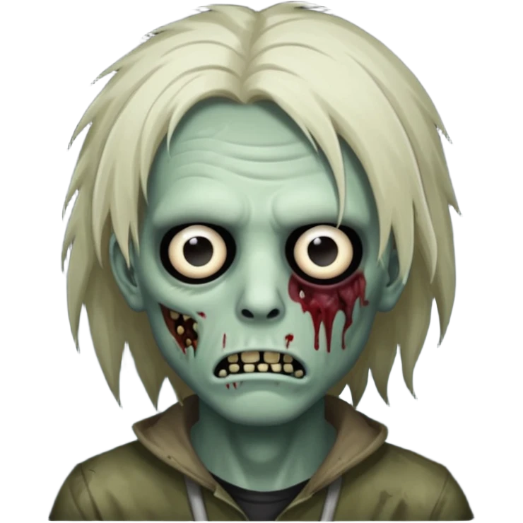 crie um emoji de zumbi homen com o cabelo de emo grande cobrindo o rosto assim🧟 emoji