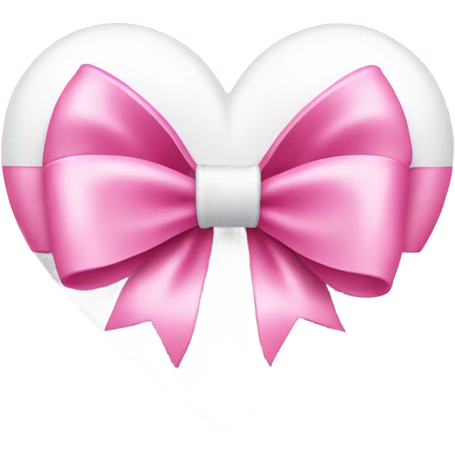 a white heart with a big pink bow on top  emoji