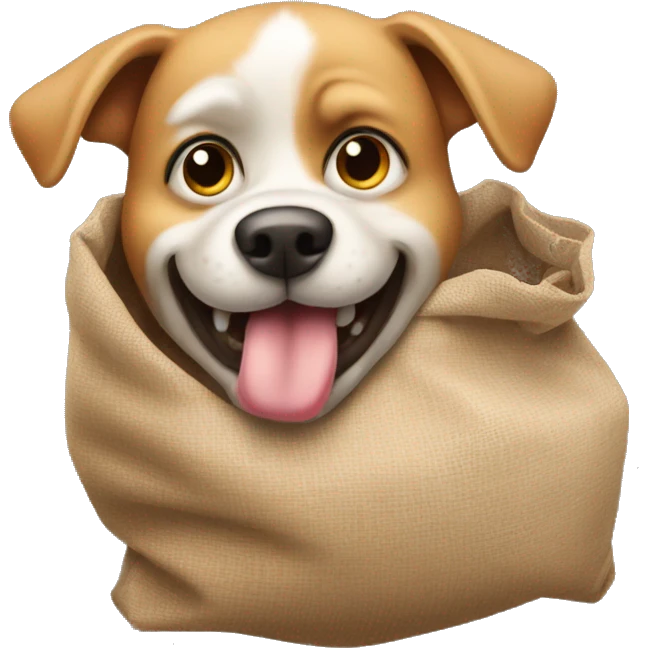 Dog with sack of balls as a chin emoji