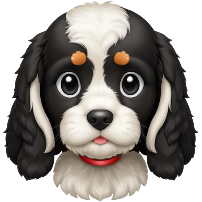 black and white Russian Cocker Spaniel puppy emoji