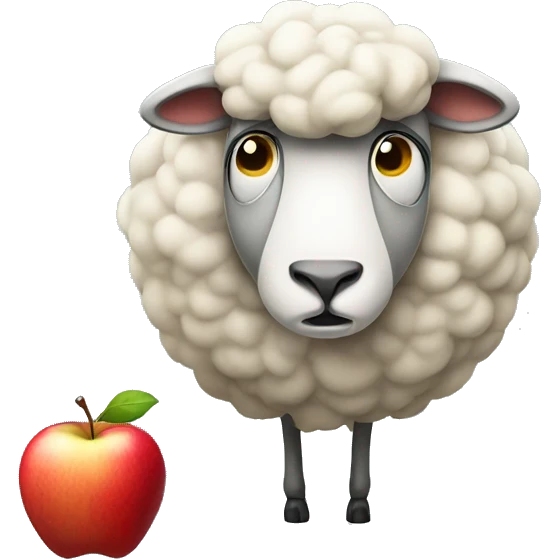 Confused sheep craving a rotten apple emoji