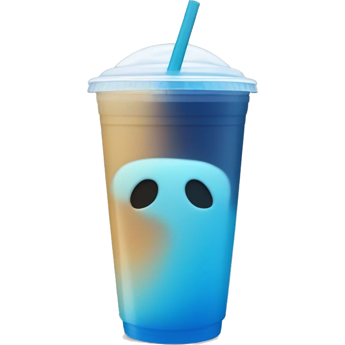 Light to dark blue ombré drink in plastic cup with a straw and lid with no face just a cup emoji