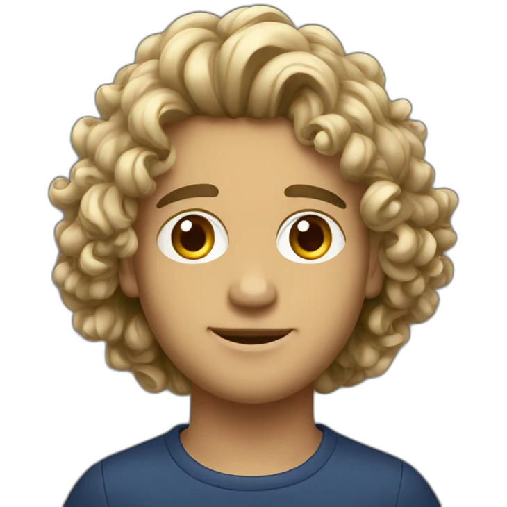 Young men type italian with brow curly mid-long hair emoji