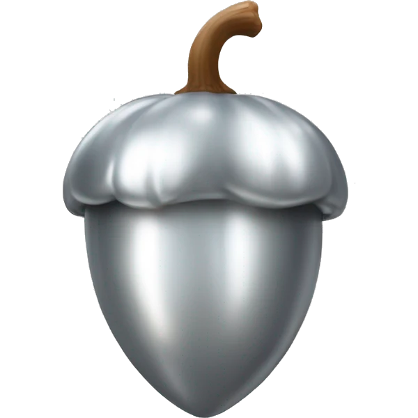 shiny silver Acorn with stem  emoji