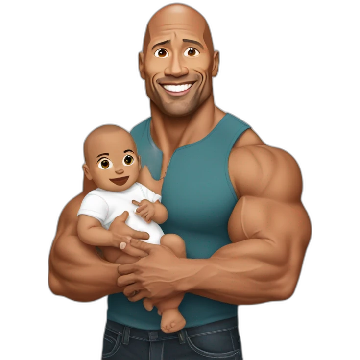 Dwayne Johnson avec un bébé emoji