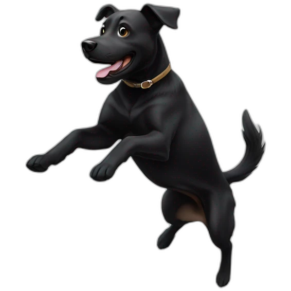 Black dog jumping emoji