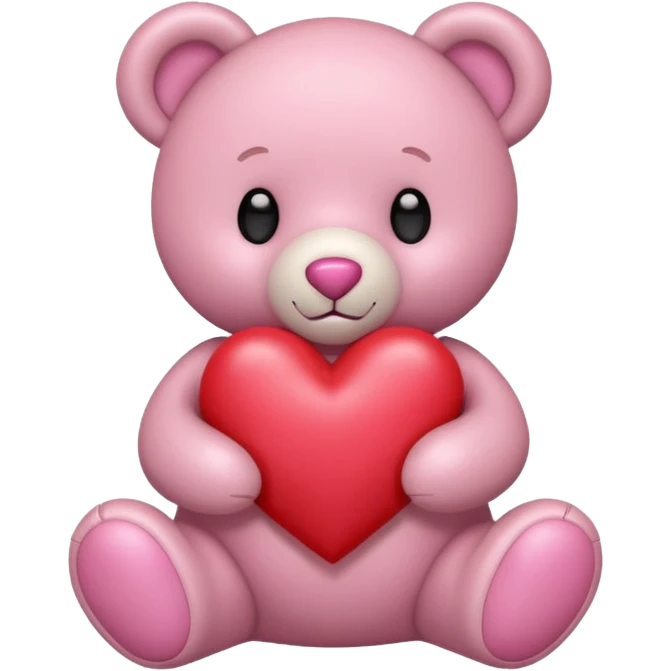 pink pastel teddy bear hold red heart emoji