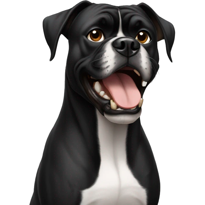 black boxer dog profile underbite teeth emoji