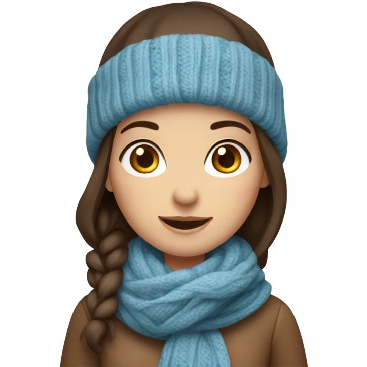 Brunette girl with blue eyes cozy autumn emoji