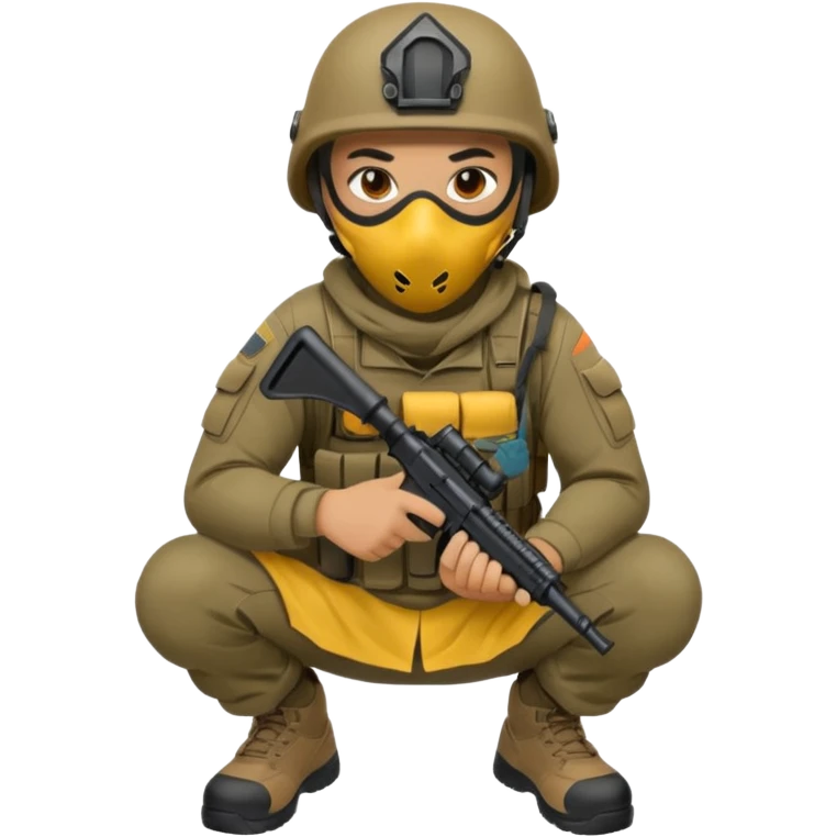 Soldier crouching with tactical mask emoji