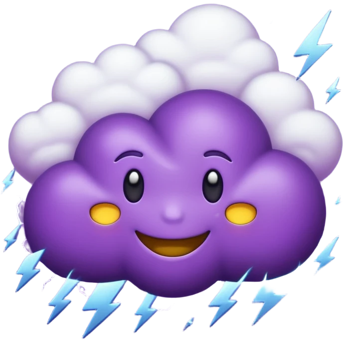 Purple emoji with clouds with thunder emoji