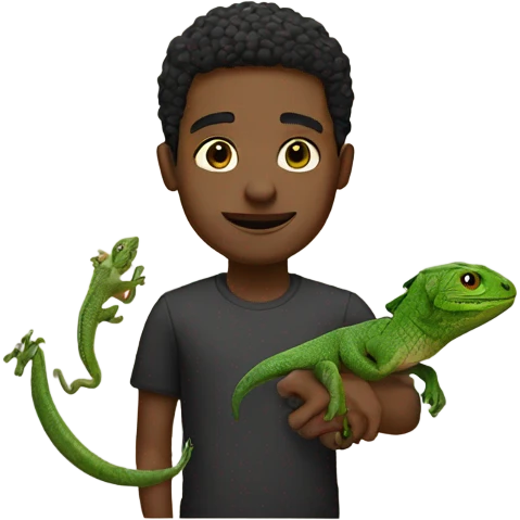 make a black man with a lizard near  emoji