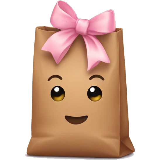 Brown bag with pastel pink bow emoji