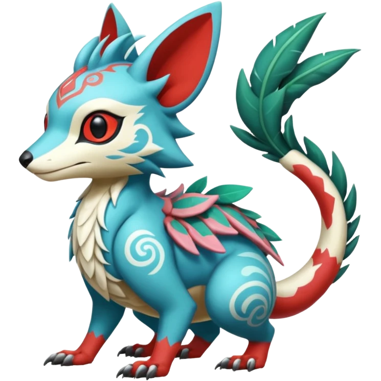  exotic tropical ornate Asian painted cyber-Sleuth-Loyd-Garmaddon-Litten-Linoone-Noibat-Fakémon-Pokémon-Vernid-creature emoji