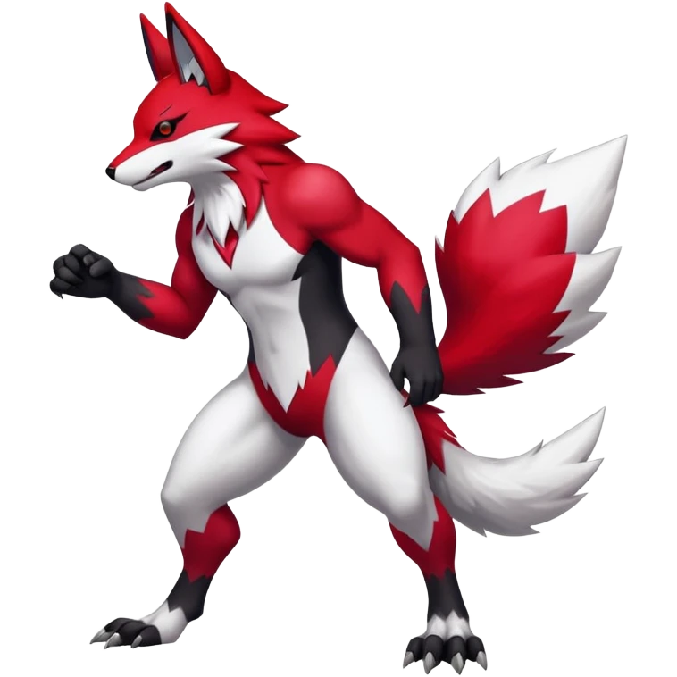 Shiny Red Anthro furry Zangoose-Obstagoon-Hybrid (full body) emoji