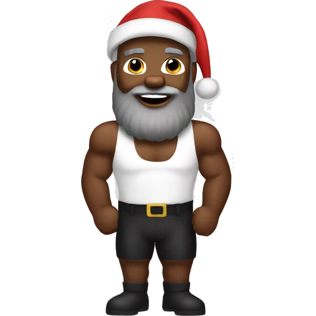 Black Santa muscles emoji