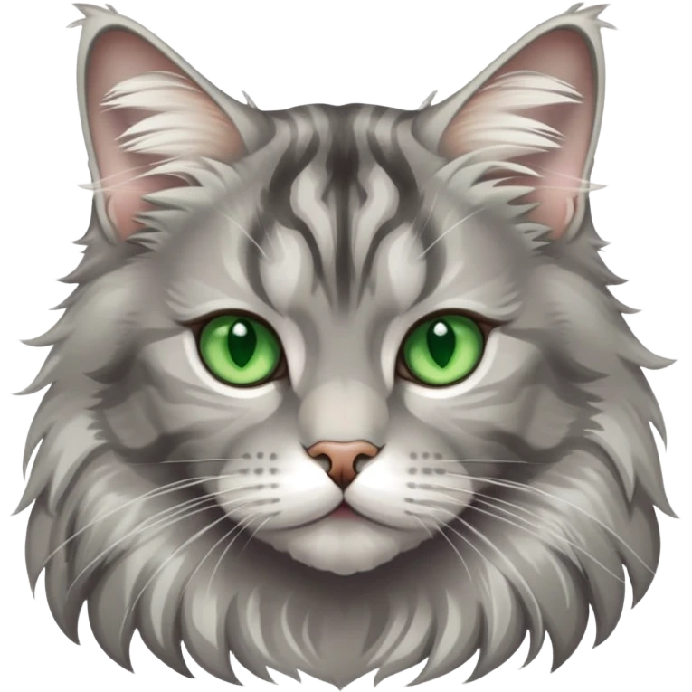 silver tabby maine coon cat with green eyes emoji