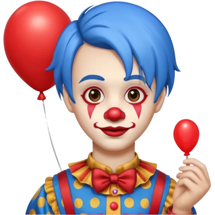 circus clown blue hair with balloon emoji