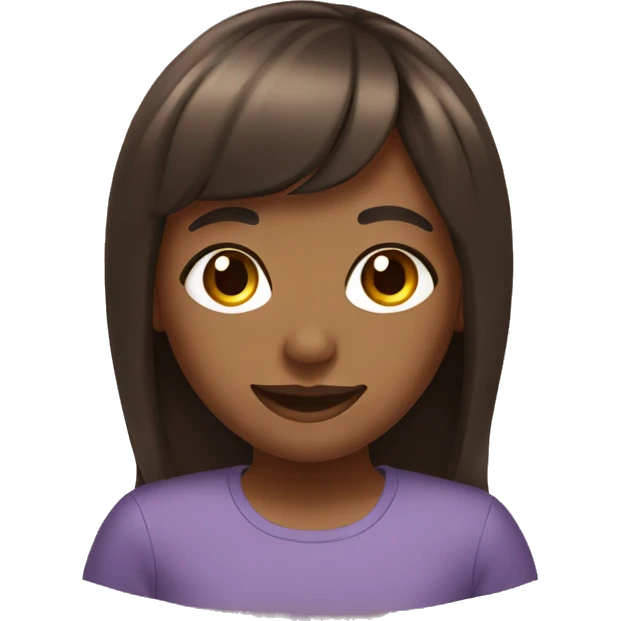 Brown girl with bangs smiling  emoji