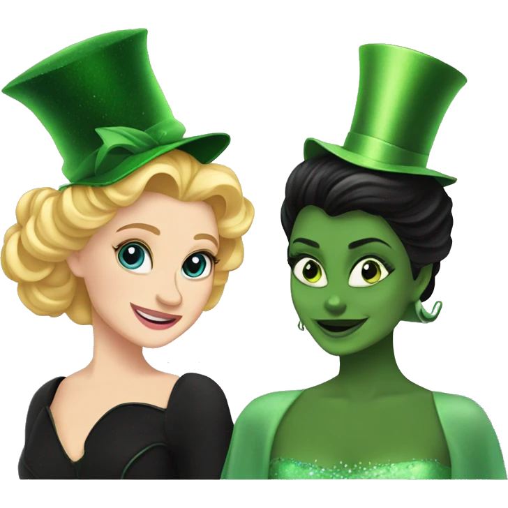 Glinda and elphaba from wicked doing the wave on top of their heads  emoji