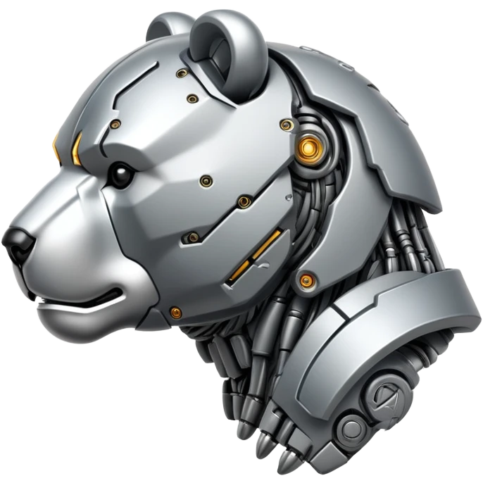 Cyborg bear drawn in profile emoji