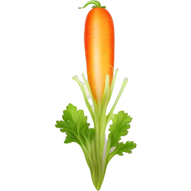 translucent glowing lit-up red carrot emoji
