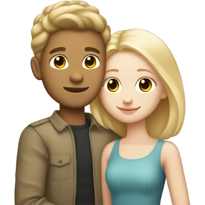 A handsome light skin guy hugging a pale skin girl emoji