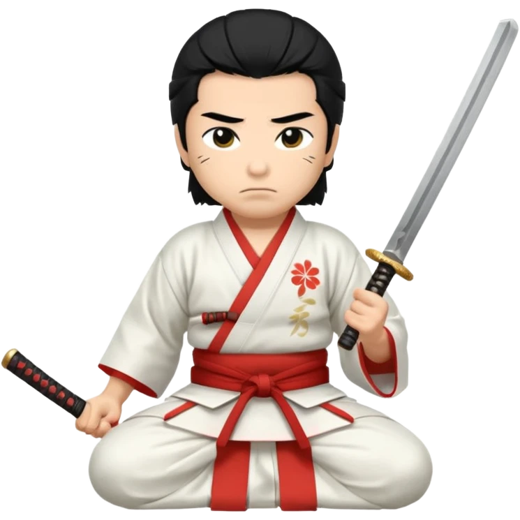 kneeling samurai in white kimono emoji