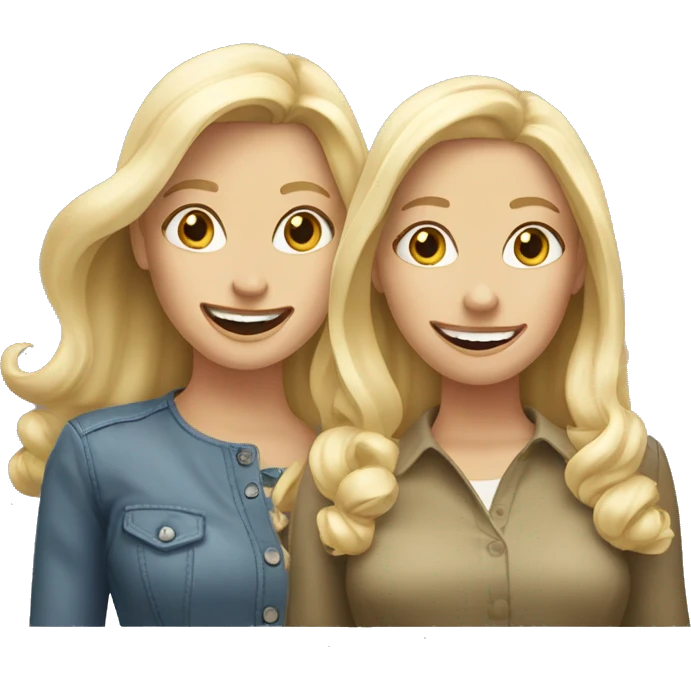 Two medium blonde white female best friends excited  emoji