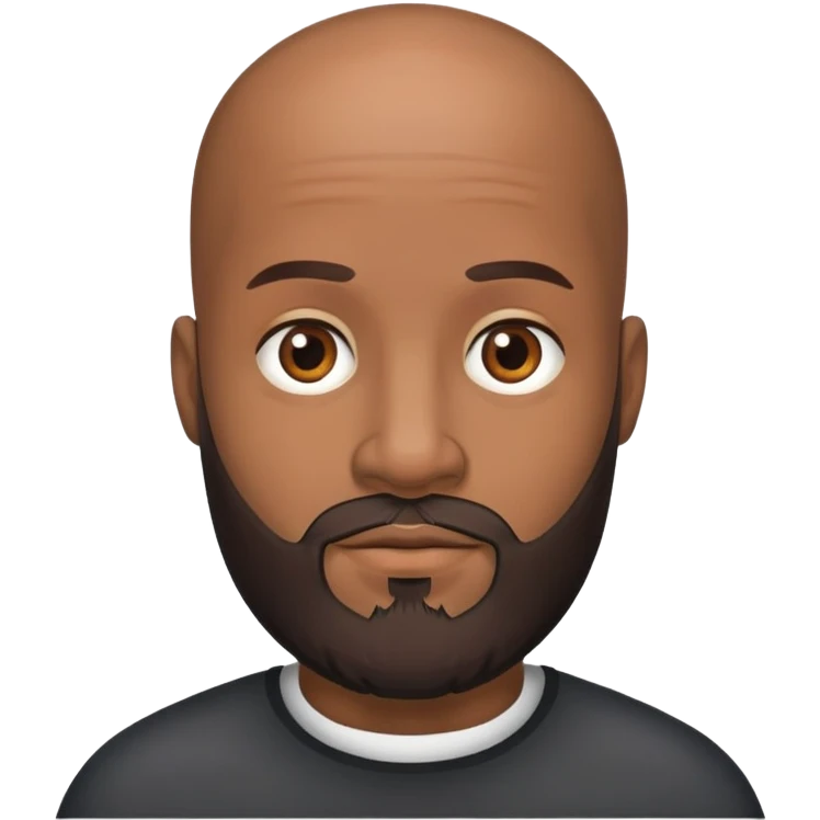 Black bald head man with beard emoji