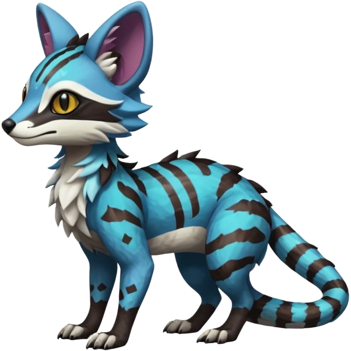 Rare realistic exotic cute epic pretty beautiful handsome gorgeous aesthetic colorful vibrant Vernid-Protogen-Primagen-Wickerbeast-Genet-Sergal-Trico-species-Fakemon-hybrid-creature by LiLaiRa, beautiful intricate markings, full body emoji