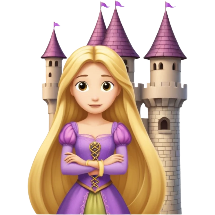Raiponce, long golden hair, fairy tale princess, in a tower emoji