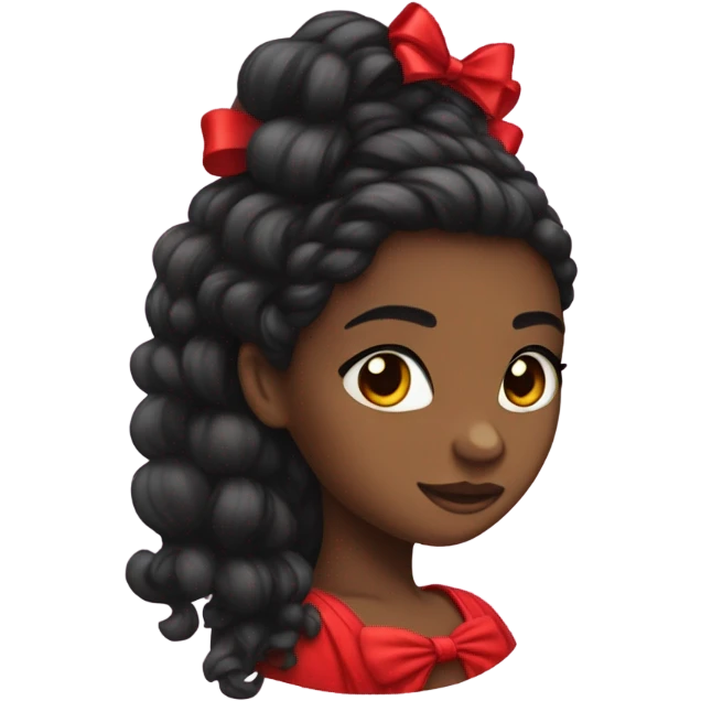 black open hair from behind with a red bow emoji