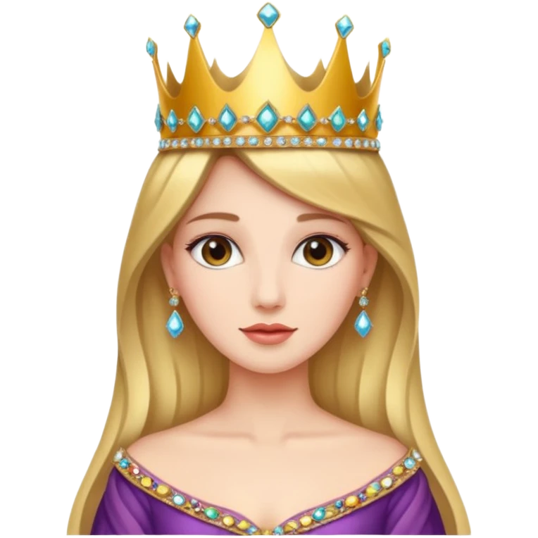 Queen – Elegant woman with jeweled crown and gown emoji