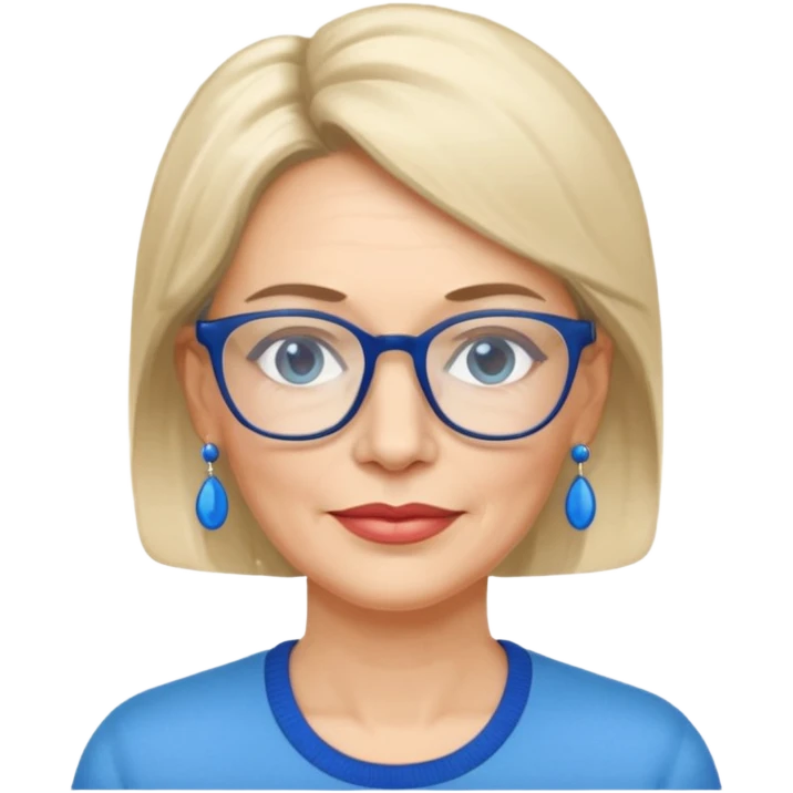 signora 50 anni con occhiali e orecchini azzurri emoji