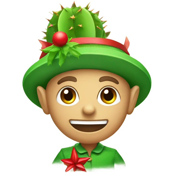 A Christmas elf with a decorative cactus emoji