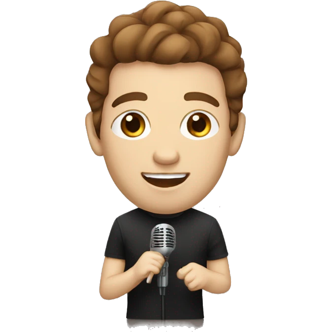 white male singer with brown hair and microphone emoji