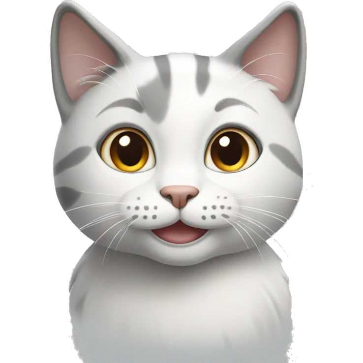 White and grey happy cat emoji