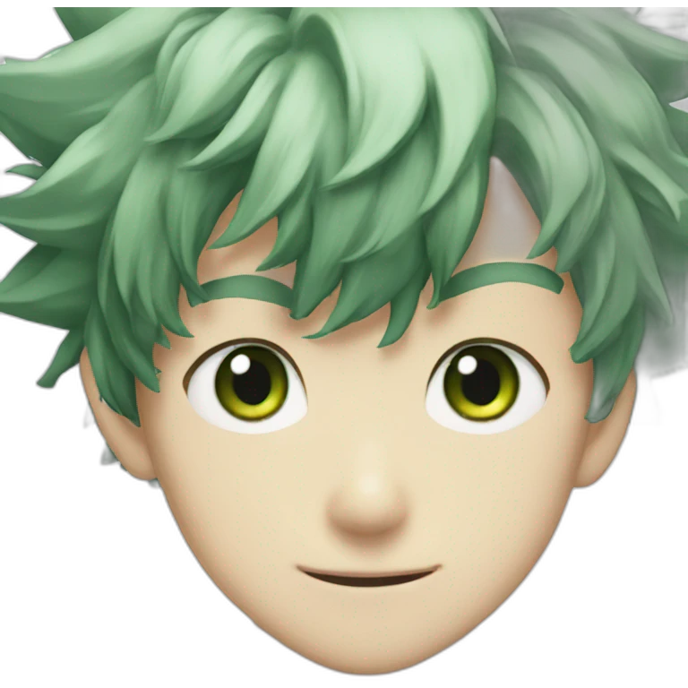 Izuku with green eyes emoji