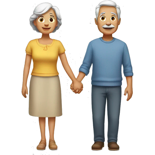 oldie couple holding hands emoji