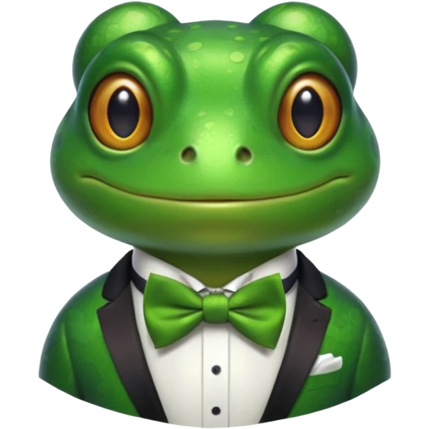 frog wearing bowtie emoji
