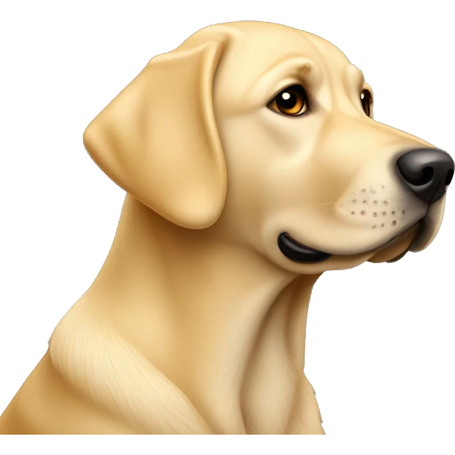 Un Labrador con un corpo umano scultoreo a pelo giallo chiaro soprattutto sugli addominali emoji