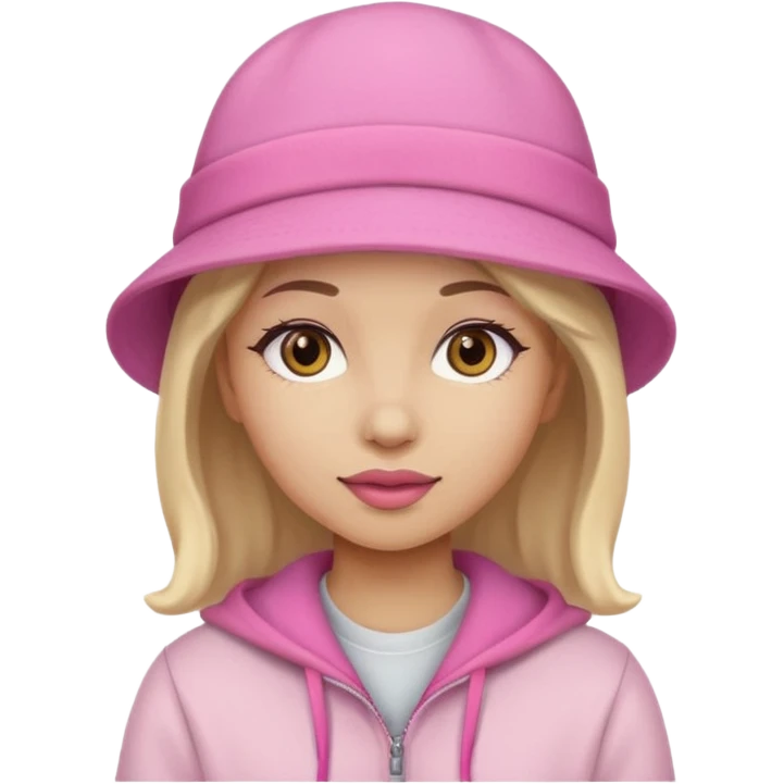 دختر صورتی با کلاه صورتی emoji