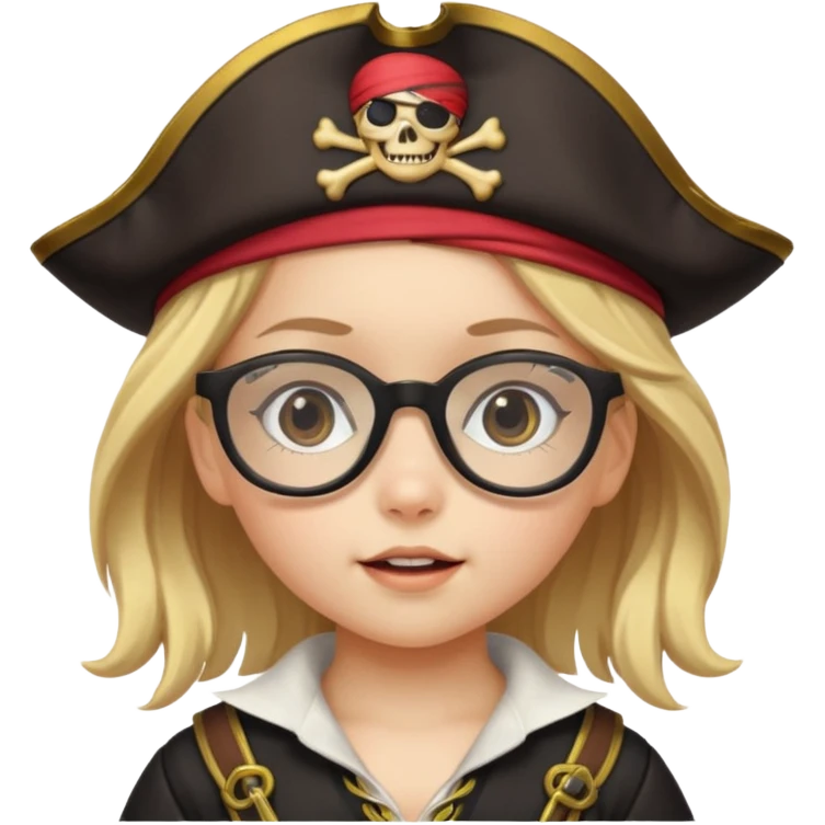 kid girl with pirate costume wearing glasses emoji